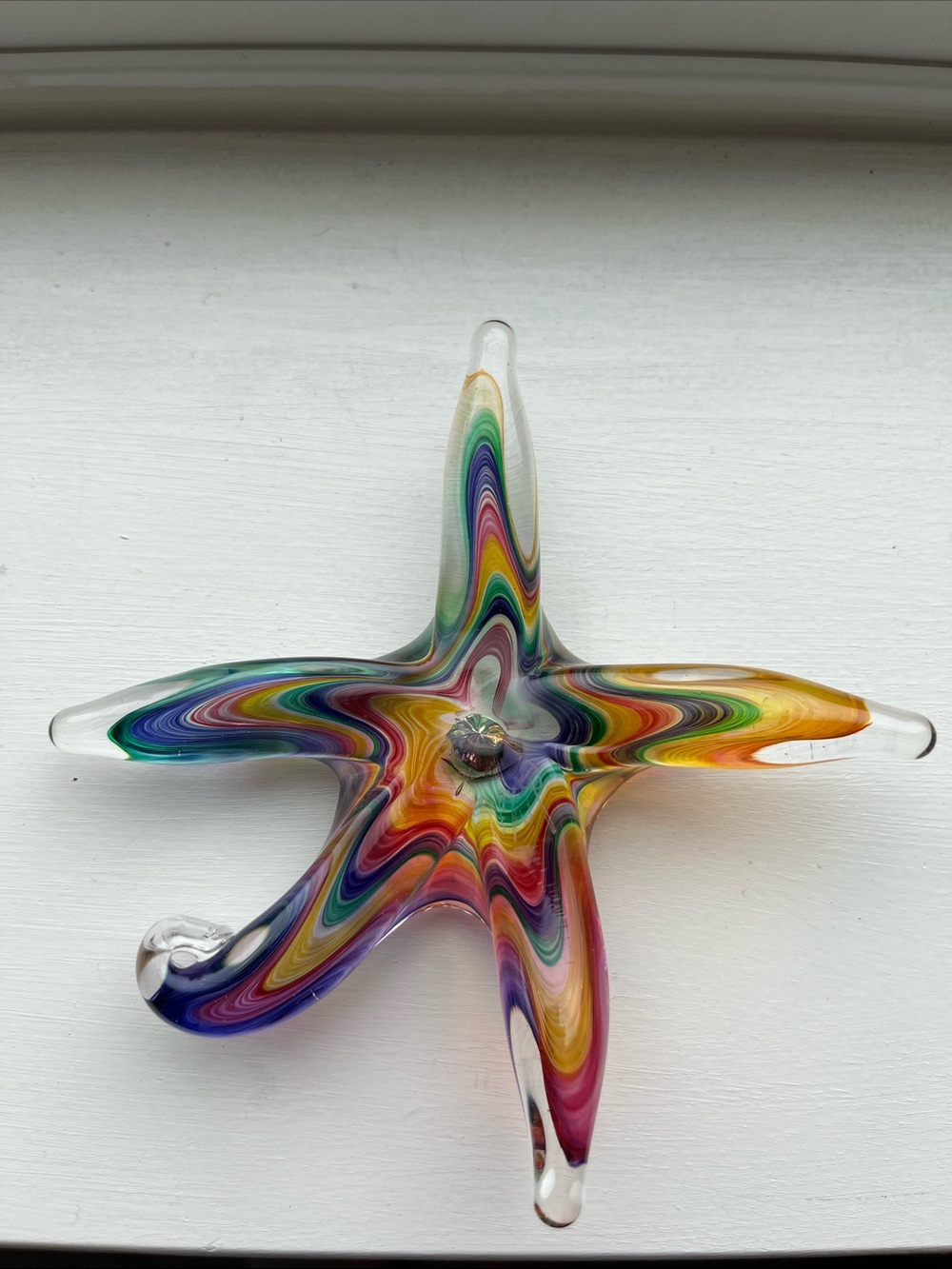 handblown Rainbow Glass Starfish suncatcher or paperweight